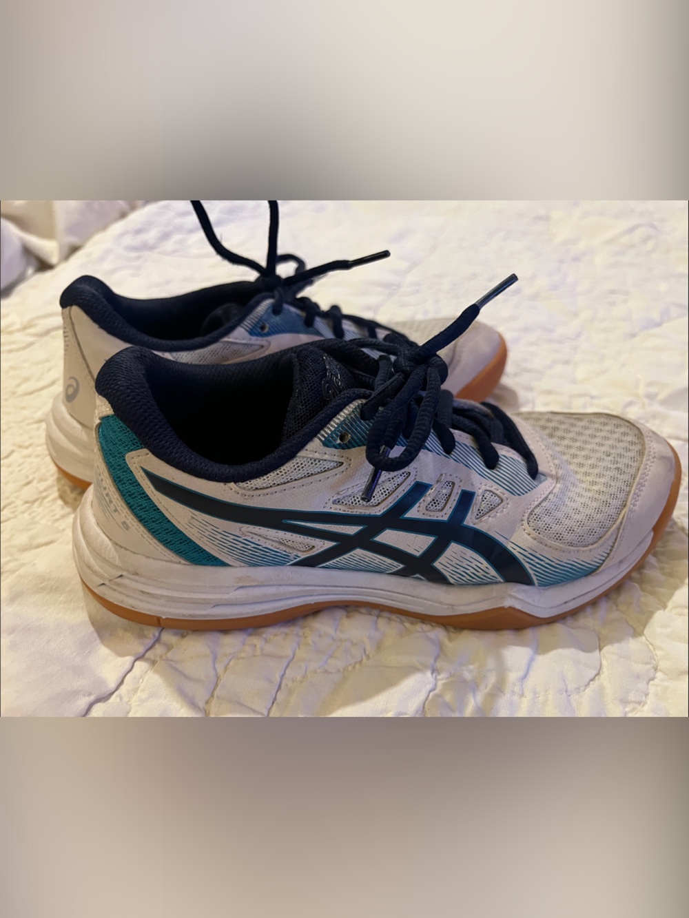 ASICS Kids Navy, Teal and White Athletic volleyball Sneakers, court shoes